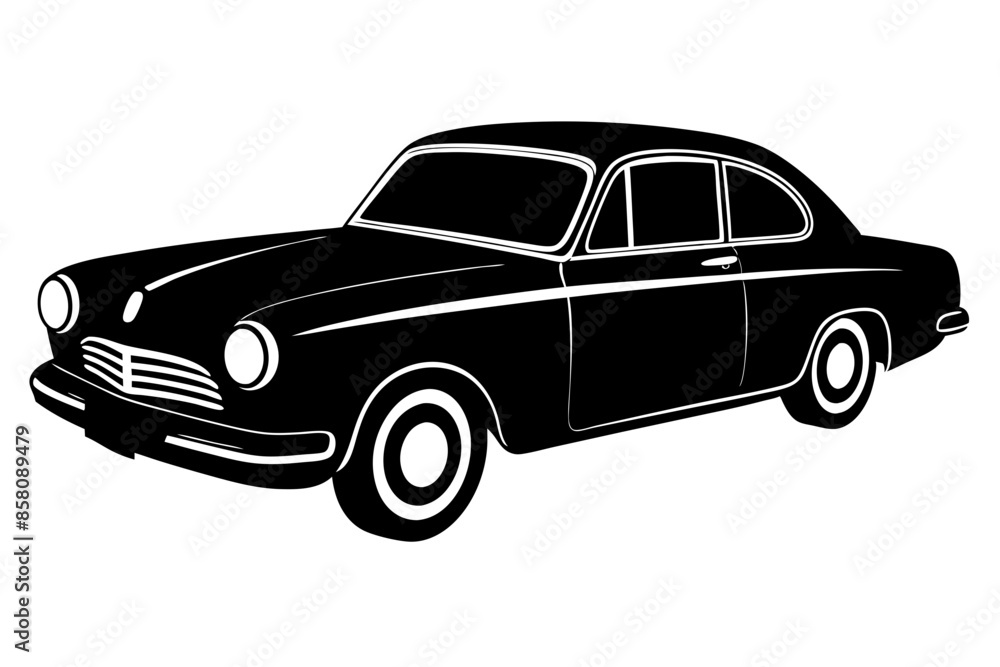 Obraz premium Silhouette vintage car vector, old car vector graphic.