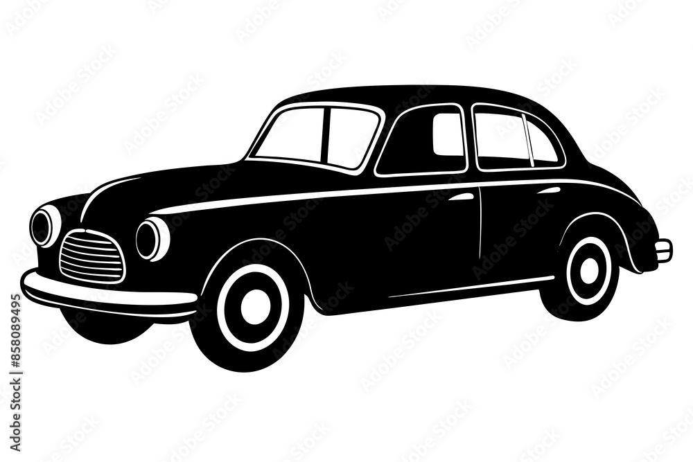 Obraz premium Silhouette vintage car vector, old car vector graphic.