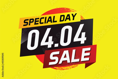 4.4 Special day sale word concept vector illustration with ribbon and 3d style for use landing page, template, ui, web, mobile app, poster, banner, flyer, background, gift card, coupon

