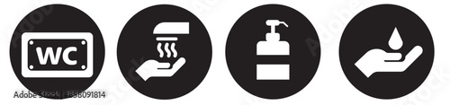 Gguidance pictogram icons about social life.Guidance icon set vector illustration, airport, bus station, shopping mall