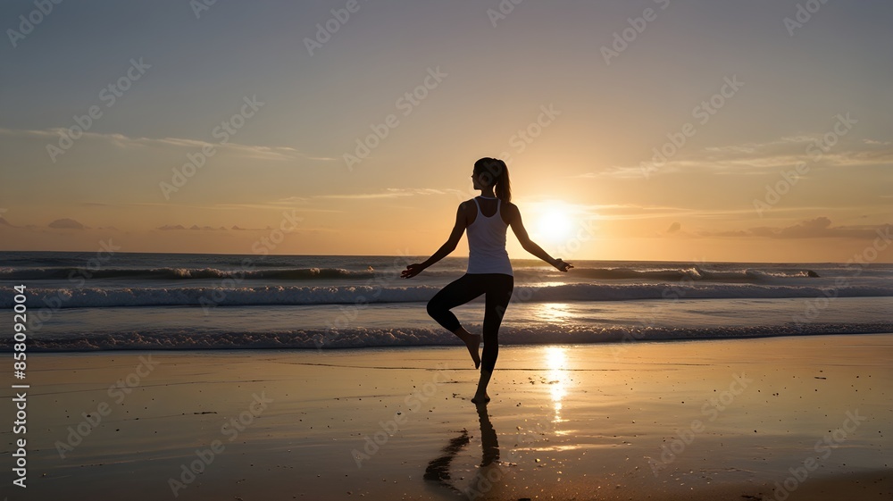 person walking on the beach at sunset person walking on the beach at sunset