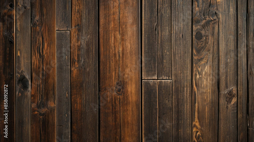 Fond de planche de bois marron foncé, papier peint. Vieux fond en bois texturé foncé grunge, la surface de la vieille texture de bois brun, vue de dessus lambris en bois de pin brun. photo