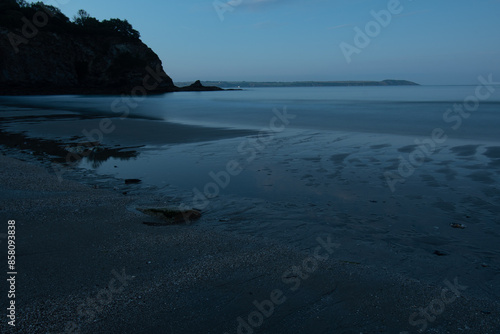 Porthpean Beach St Austell Cornwall by moonlight photo