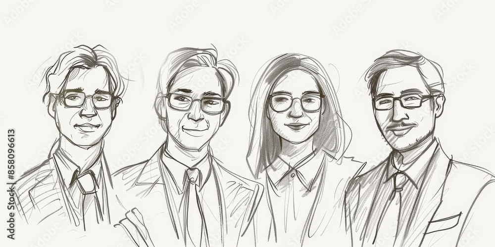 Minimalist sketch of business professionals. Minimalist sketch of business professionals.
