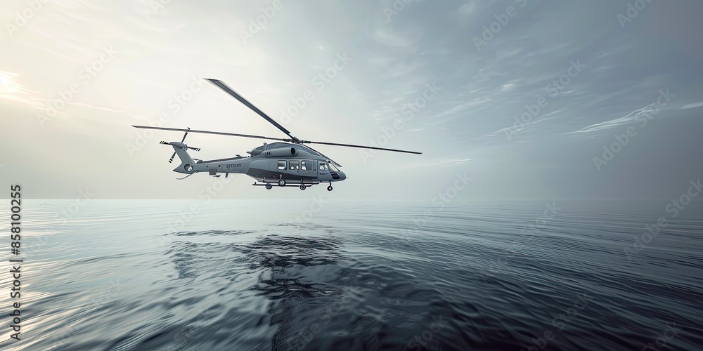 Aerial View of Helicopter Over Sea Aerial View of Helicopter Over Sea
