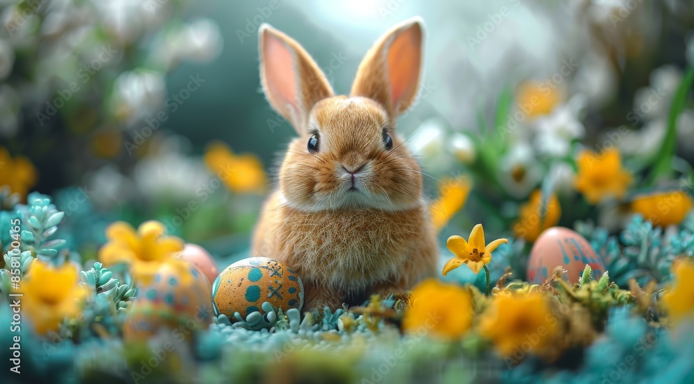 Easter Day has cute eggs and bunnies, flowers, patterns, and a white background. Easter Day has cute eggs and bunnies, flowers, patterns, and a white background.