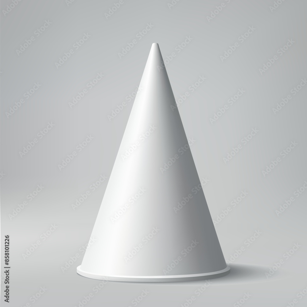Minimalist White Cone on Smooth Gray Background Minimalist White Cone on Smooth Gray Background