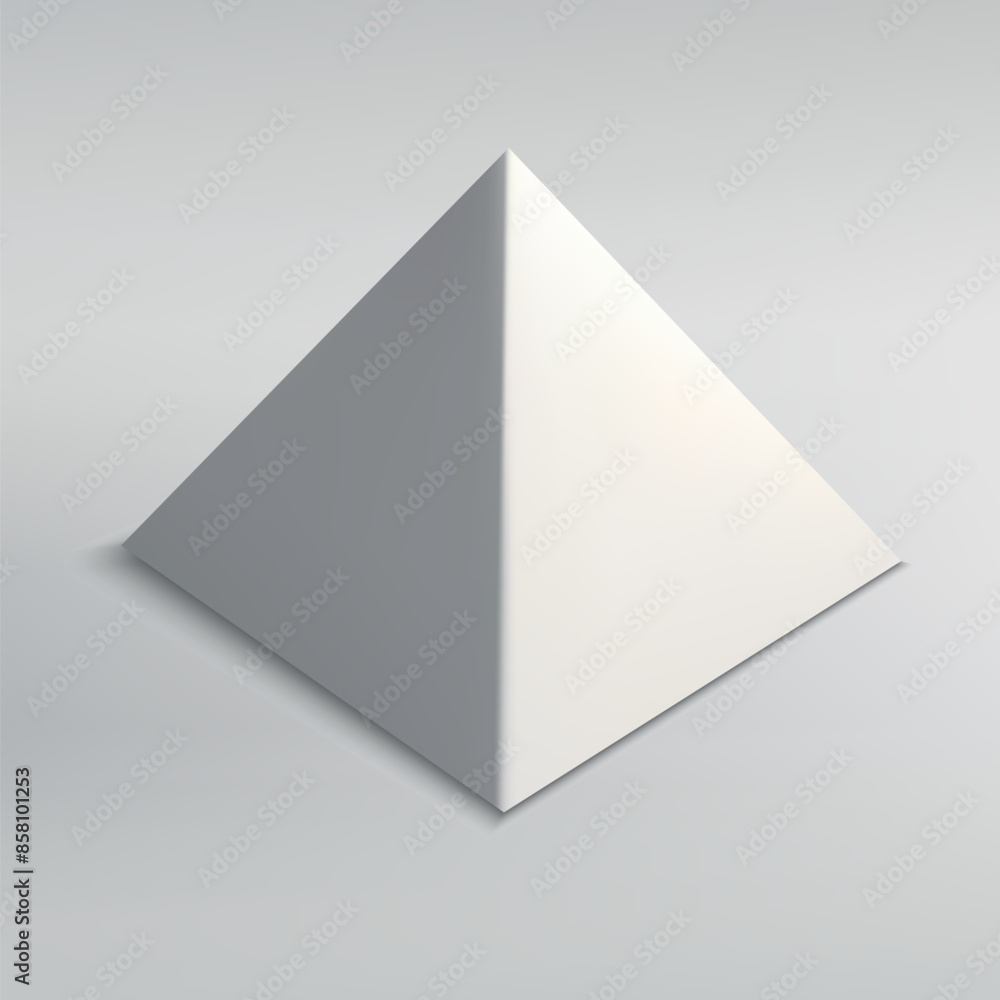 Fototapeta premium Minimalist White Geometric Pyramid on Gray Background