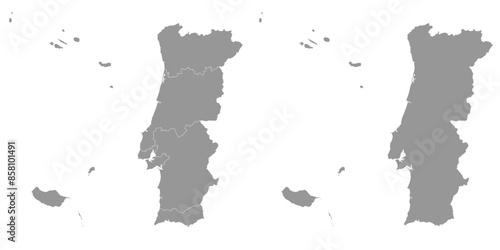 Map of regions of Portugal. Vector illustration.