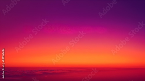 A gradient background transitioning from warm orange to deep purple, evoking a stunning sunset sky.