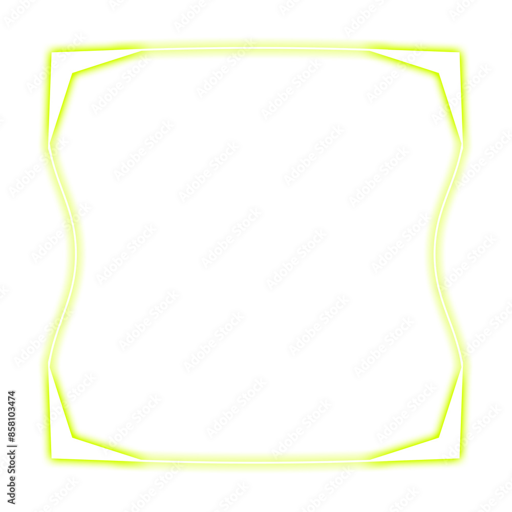 Obraz premium green square frame curve and corner light neon