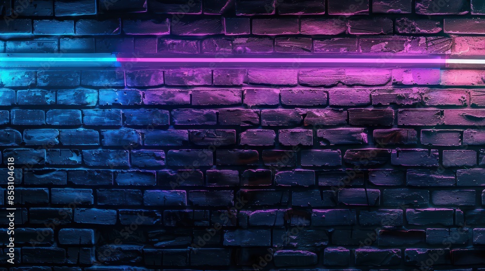 Neon Lights on Brick Wall