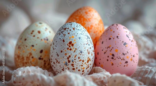 Easter Day has cute eggs and bunnies, flowers, patterns, and a white background.