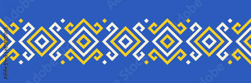 Repeating seamless border pattern, Ukrainian ethnic traditional embroidery vyshyvanka design, vector illustration, flat style