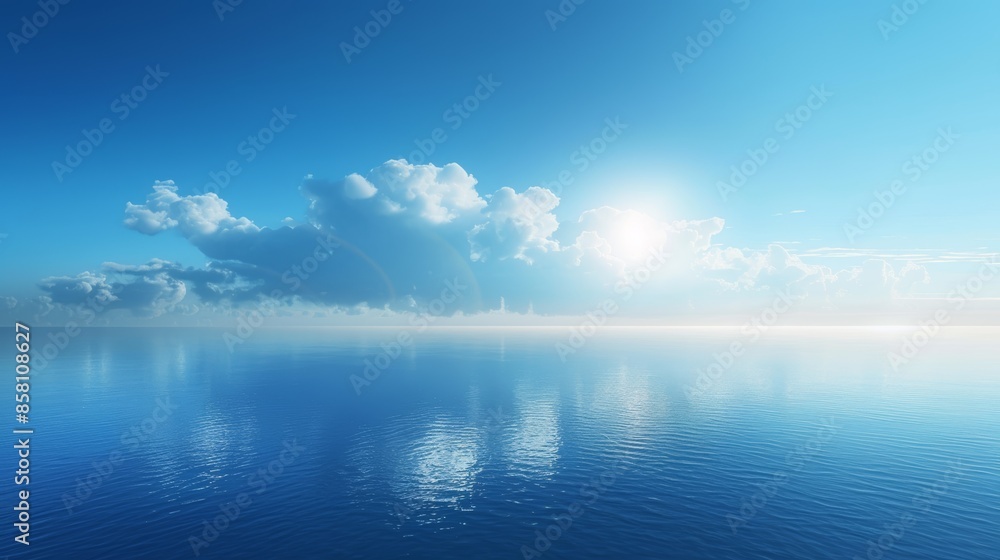 Obraz premium A gradient background moving from deep sapphire blue to light sky blue, ideal for a serene and peaceful design