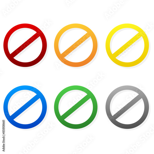 Free Download Prohibition signs of different colors isolated on white background for placement inside. Vector illustration - GFXLoad