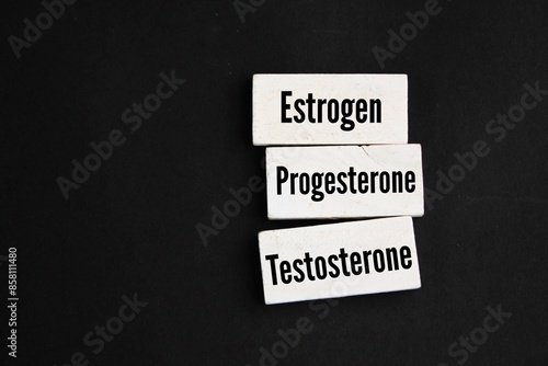 Obraz na płótnie eucalyptus with the three words estrogen progesterone and testosterone
