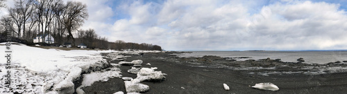 view of St François Beach in winter ,Île d'Orléans, Quebec
