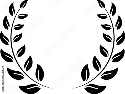 Laurel wreath frame isolated on white background. Border with leaves, wreaths, flower elements. Hand drawn sketch pencil style.