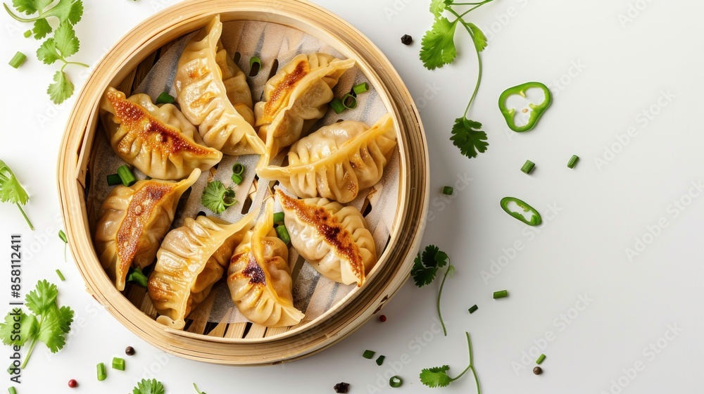 Steamed Dumplings in a Bamboo Steamer Steamed Dumplings in a Bamboo Steamer