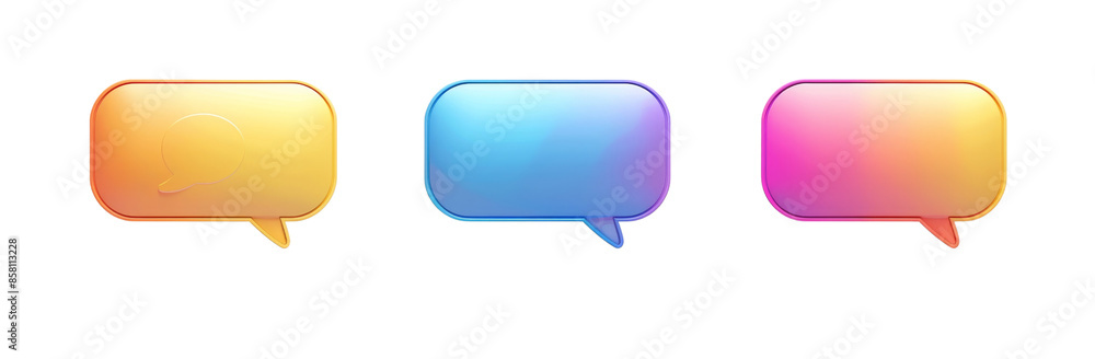 Variety of Speech Text Boxes Set - Gradient Fill, Rounded Edges, Square Chat Bubble on White Background Variety of Speech Text Boxes Set - Gradient Fill, Rounded Edges, Square Chat Bubble on White Background