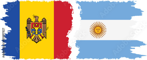 Argentina and Moldova grunge flags connection vector