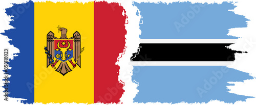 Botswana and Moldova grunge flags connection vector