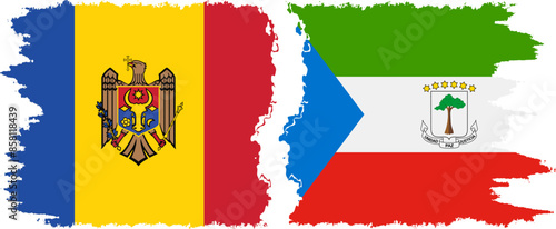 Equatorial Guinea and Moldova grunge flags connection vector