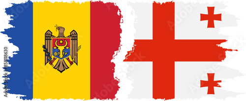 Georgia and Moldova grunge flags connection vector
