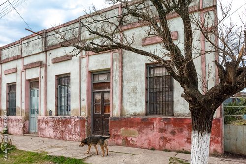 Facade of old colonial houses in Villa Dominguez, Entre Rios, Argentina, South America