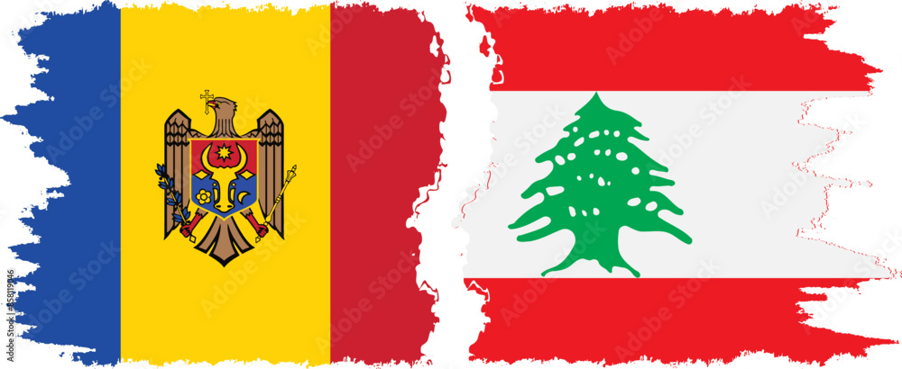 Lebanon and Moldova grunge flags connection vector Lebanon and Moldova grunge flags connection vector