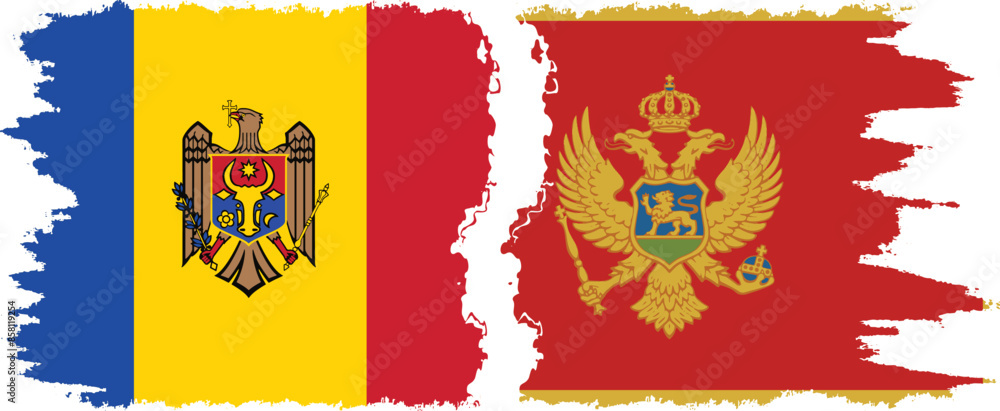 Montenegro and Moldova grunge flags connection vector Montenegro and Moldova grunge flags connection vector