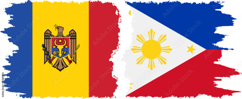 Philippines and Moldova grunge flags connection vector Philippines and Moldova grunge flags connection vector