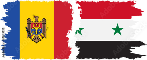 Syria and Moldova grunge flags connection vector