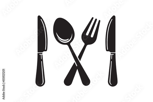 Spoon, fork and knife silhouette Icon vector Illustration artwork