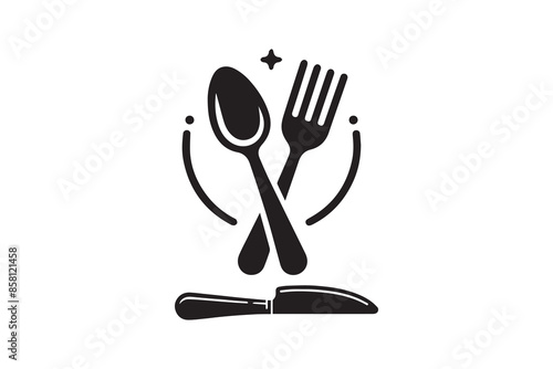 Spoon, fork and knife silhouette Icon vector Illustration artwork