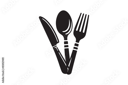 Spoon, fork and knife silhouette Icon vector Illustration artwork