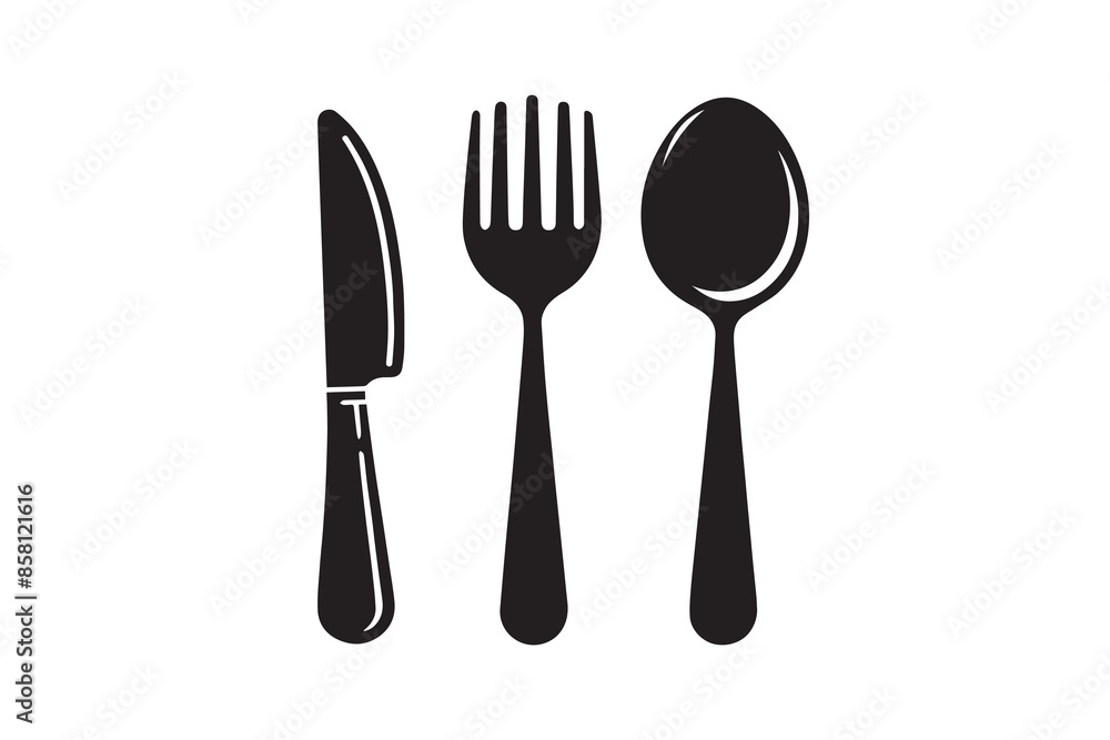 Spoon, fork and knife silhouette Icon vector Illustration artwork Spoon, fork and knife silhouette Icon vector Illustration artwork