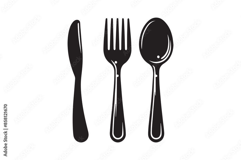 Spoon, fork and knife silhouette Icon vector Illustration artwork Spoon, fork and knife silhouette Icon vector Illustration artwork