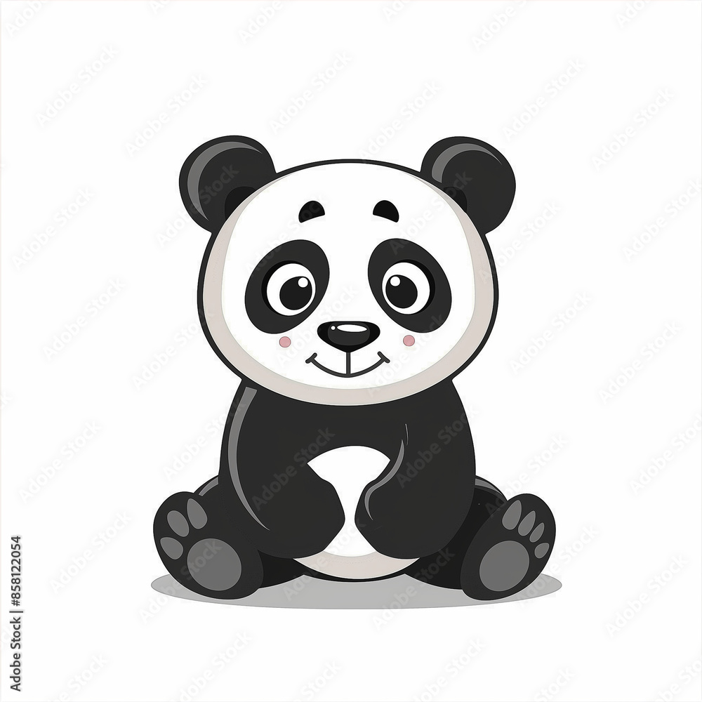 Fototapeta premium Simple flat style illustration with white background and no shadow on the ground - cute and simple design with black outline. Baby brand logo design.