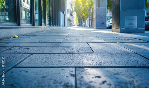 Wallpaper Mural Close-up of cobblestone pavement glistening with reflected golden sunlight after rain, creating a warm and inviting atmosphere Torontodigital.ca