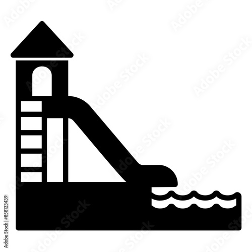 Water slide icon in water park game ride