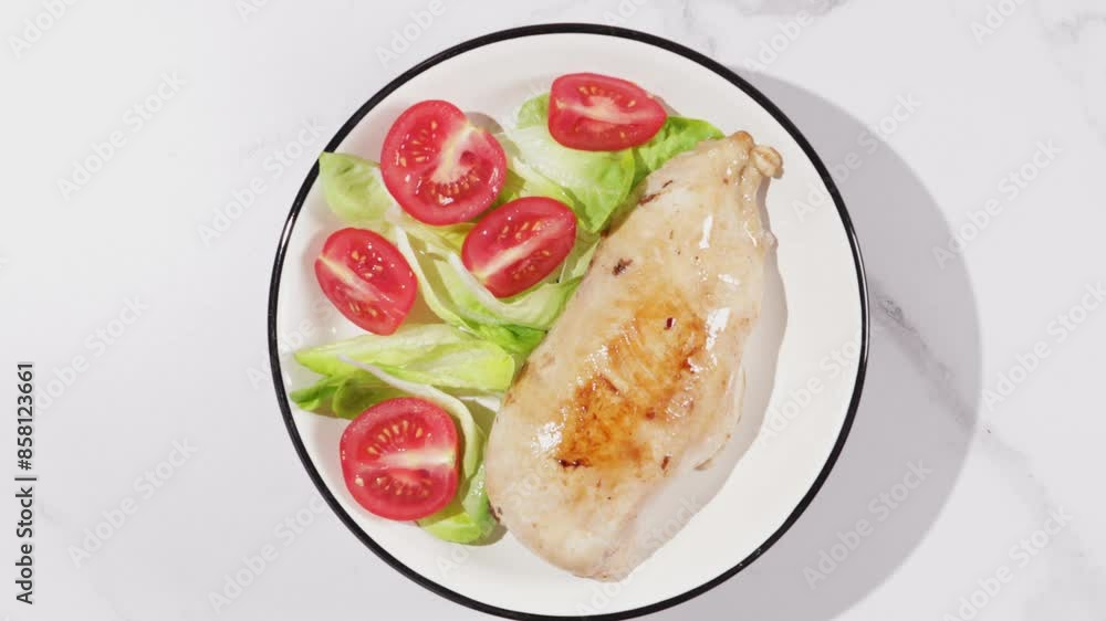 roasted chicken meat top view on white plate