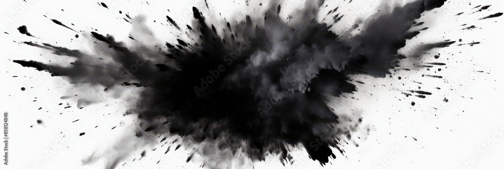 Abstract Black Ink Splashes on White Background Abstract Black Ink Splashes on White Background