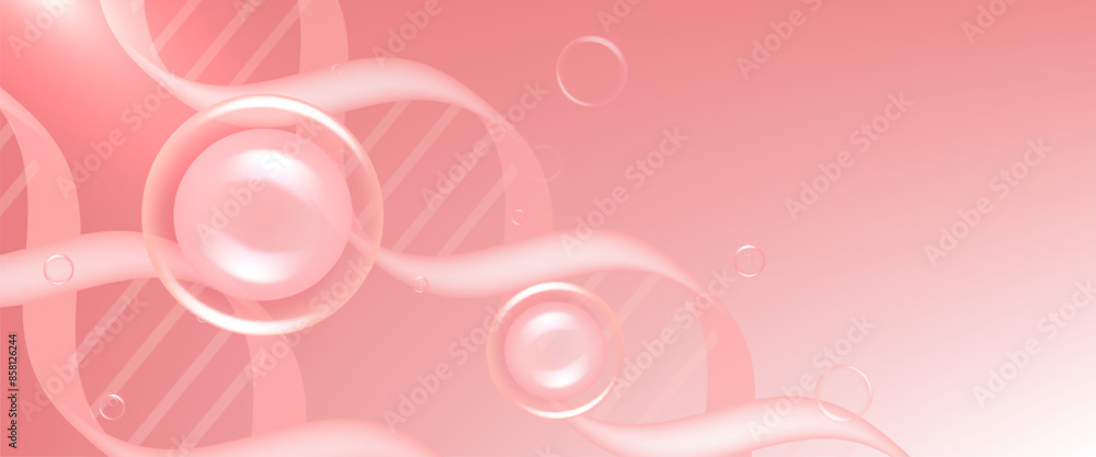 Hyaluronic acid and Niacinamide hair and skin solutions ad, pink collagen serum drop with cosmetic advertising background ready to use, illustration vector. Hyaluronic acid and Niacinamide hair and skin solutions ad, pink collagen serum drop with cosmetic advertising background ready to use, illustration vector.