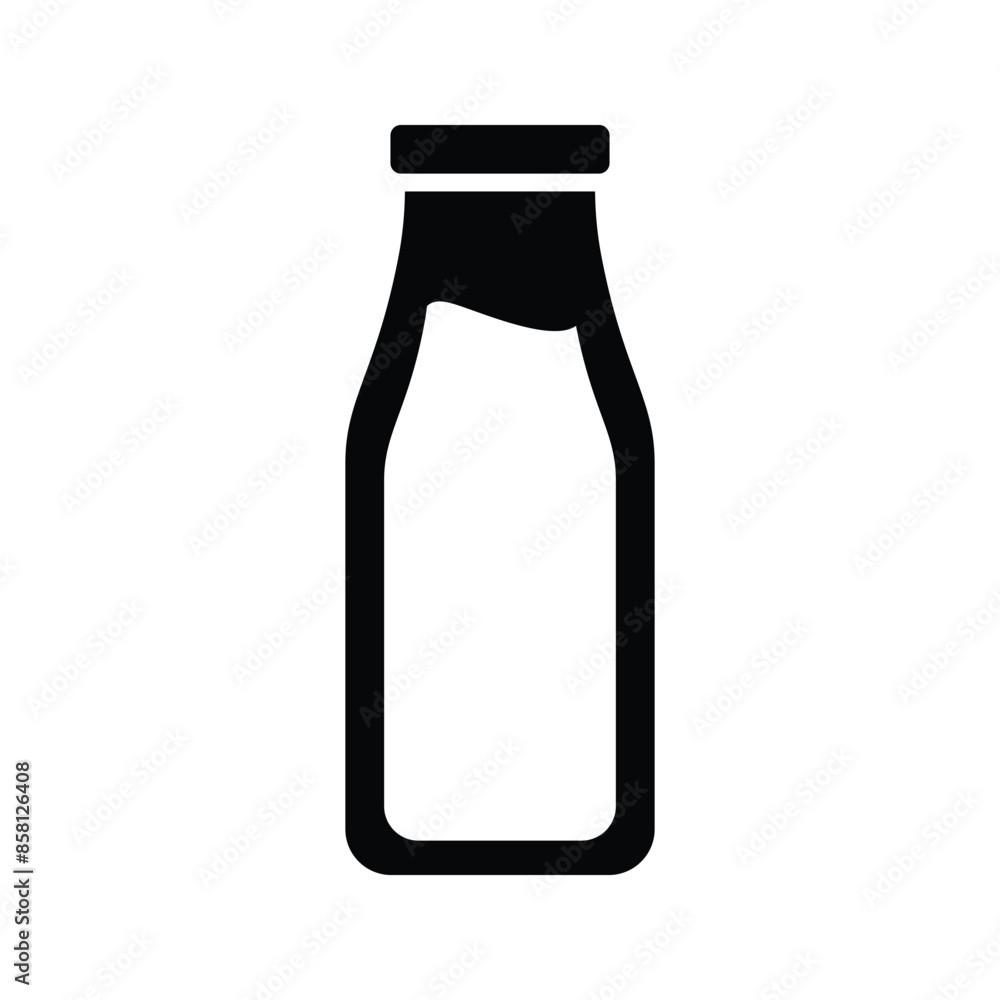 black and white milk bottle icon, simple vector design. black and white milk bottle icon, simple vector design.