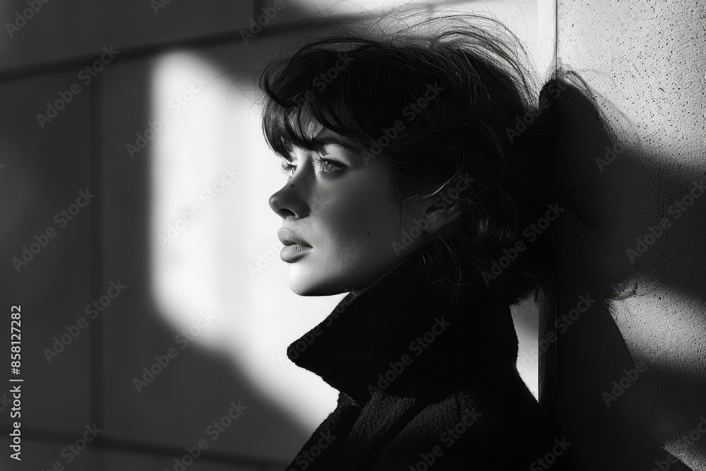 Elegant, minimalist portrait featuring a person in monochromatic tones, Elegant, minimalist portrait featuring a person in monochromatic tones,