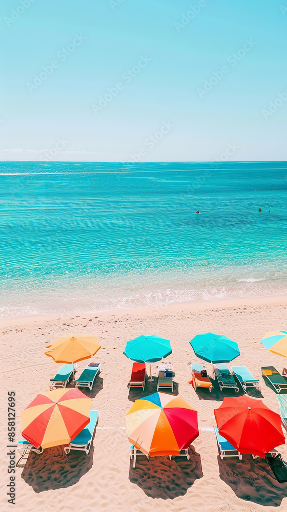 Colorful Summer Beach Day with Sunny Skies and Sandy Shores Colorful Summer Beach Day with Sunny Skies and Sandy Shores