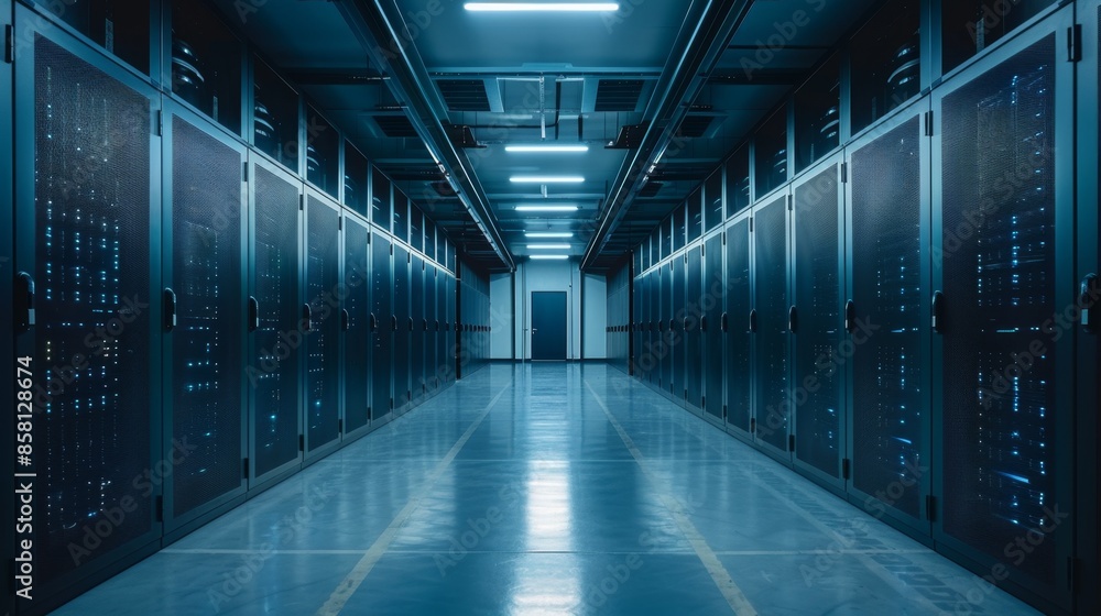 blockchain infrastructure, an empty server room showcases powerful computers, representing the foundation of blockchain networks and their decentralized structure blockchain infrastructure, an empty server room showcases powerful computers, representing the foundation of blockchain networks and their decentralized structure