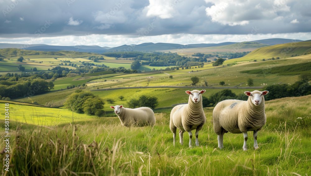 Obraz premium British countryside with sheep 